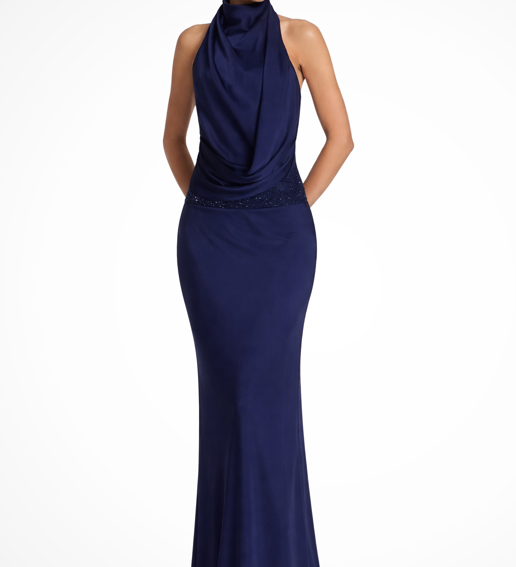 Ottilie | Vestido Maxi de Satén con Cuello Halter para Mujer