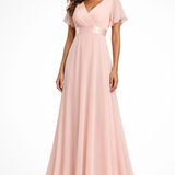 Georgiana | Vestido Maxi de Chifón con Mangas Fluidas para Invitadas de Boda