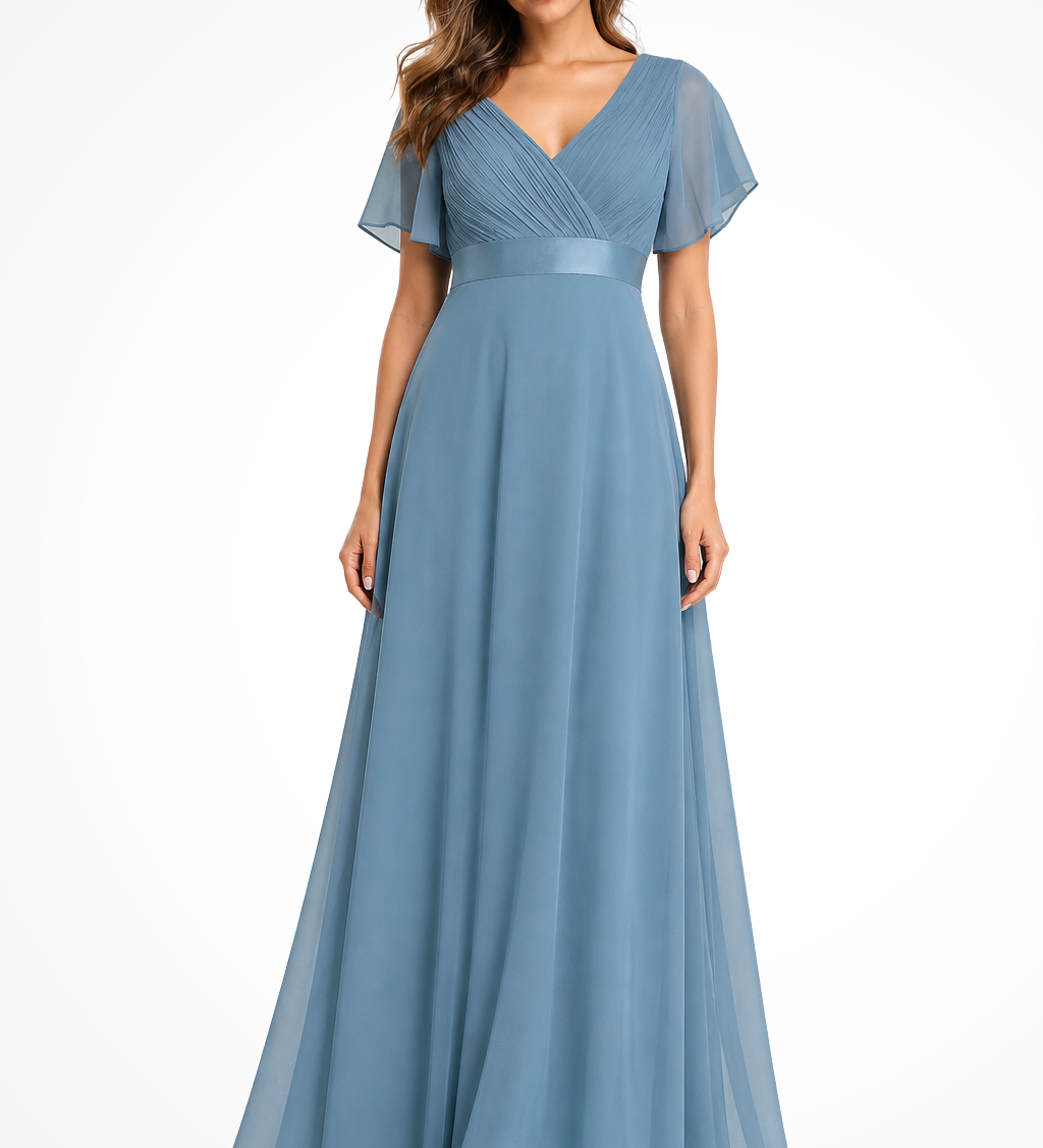 Georgiana | Vestido Maxi de Chifón con Mangas Fluidas para Invitadas de Boda