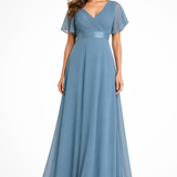 Georgiana | Vestido Maxi de Chifón con Mangas Fluidas para Invitadas de Boda
