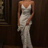 Florentia | Vestido Maxi de Satén con Detalles de Encaje para Mujeres