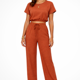 Emberly | Conjunto de Top y Pantalones de Pierna Ancha para Mujeres
