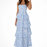 Elowen | Vestido Maxi de Flores con Tirantes y Volantes para Invitadas de Boda