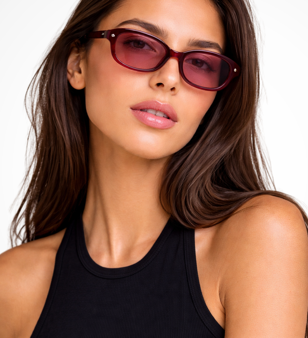 Rosa | Gafas de sol retro tintadas pequeñas y estrechas para mujer