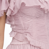 Evangeline | Vestido maxi de gasa con volantes para mujeres