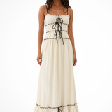 Celestine | Vestido Maxi de Tirantes con Volantes y Cierre Frontal para Mujeres