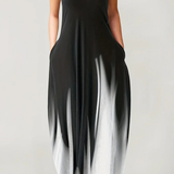 Lenora | Vestido maxi de mujer con cuello en V y mangas cortas ombre
