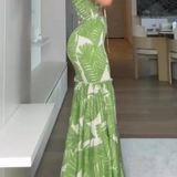 Nella | Vestido maxi de verano sin mangas con estampado tropical para mujer
