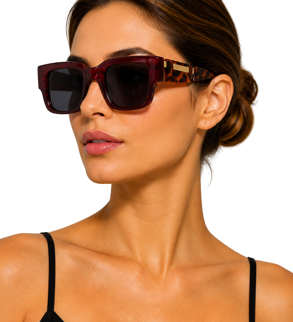 Marlowe | Gafas de sol cuadradas de gran tamaño para mujeres con detalle de carey