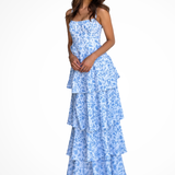 Elowen | Vestido Maxi de Invitada de Boda con Tirantes y Volantes de Flores