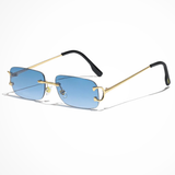 Harlow | Gafas de sol de mujer sin montura en forma rectangular con lentes tintados dorados