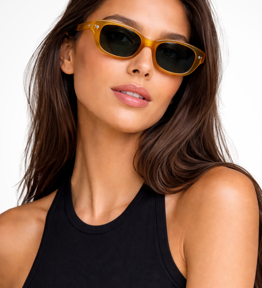 Rosa | Gafas de sol retro tintadas pequeñas y estrechas para mujer