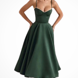 Junio | Vestido midi de corsé para invitadas de boda