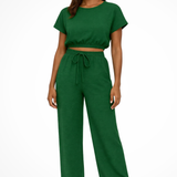 Emberly | Conjunto de Top y Pantalones de Pierna Ancha para Mujeres