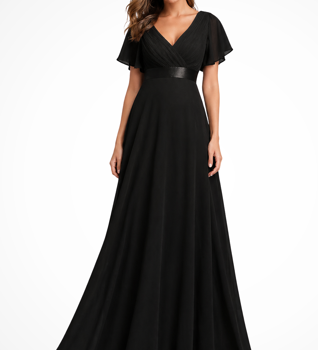 Georgiana | Vestido Maxi de Chifón con Mangas Fluidas para Invitadas de Boda