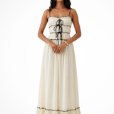 Celestine | Vestido Maxi de Tirantes con Volantes y Cierre Frontal para Mujeres