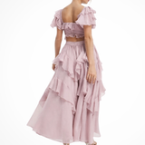 Evangeline | Vestido maxi de gasa con volantes para mujeres