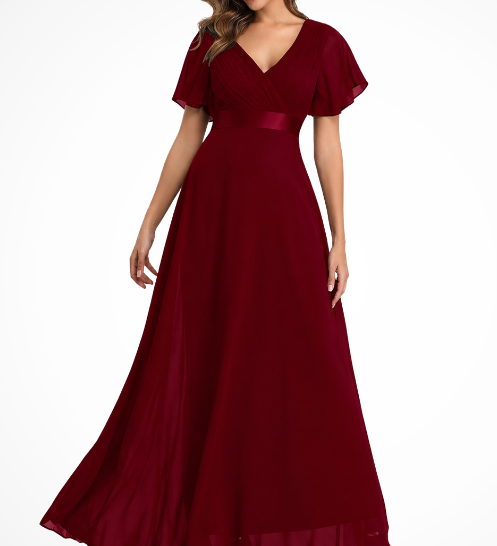 Georgiana | Vestido Maxi de Chifón con Mangas Fluidas para Invitadas de Boda