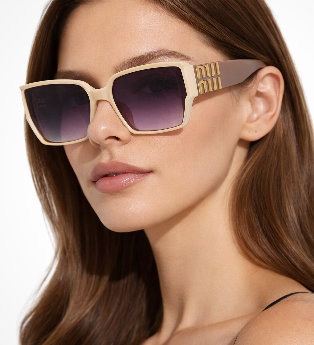 Lysandra | Gafas de sol cuadradas de gran tamaño para mujer con detalle dorado
