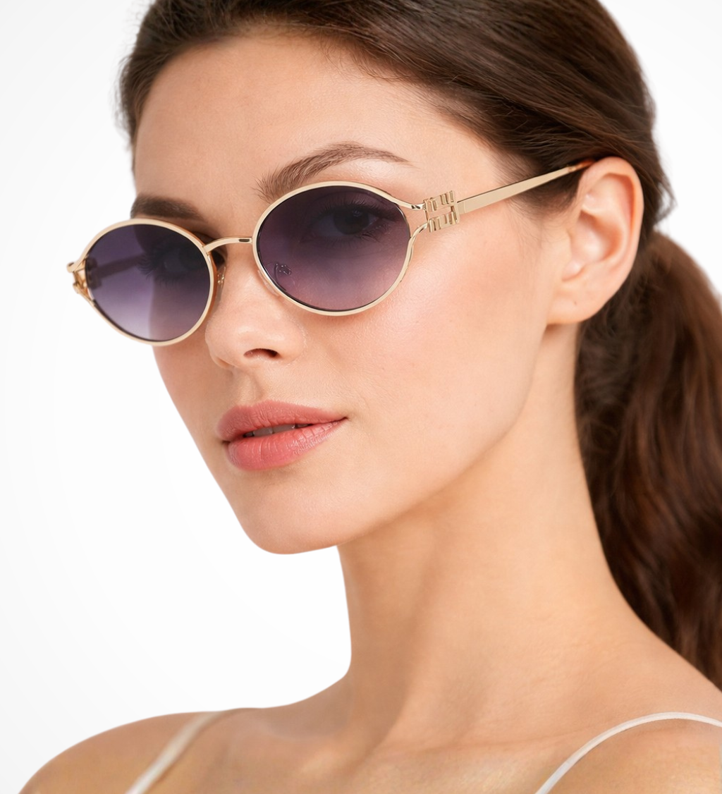 Isobel | Gafas de sol de metal dorado ovaladas pequeñas para mujeres