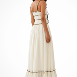 Celestine | Vestido Maxi de Tirantes con Volantes y Cierre Frontal para Mujeres