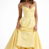 Junio | Vestido midi de corsé para invitadas de boda