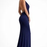 Ottilie | Vestido Maxi de Satén con Cuello Halter para Mujer