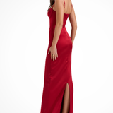 Mirabel | Vestido Maxi de Satén con Corsé y Encaje Sweetheart para Mujeres
