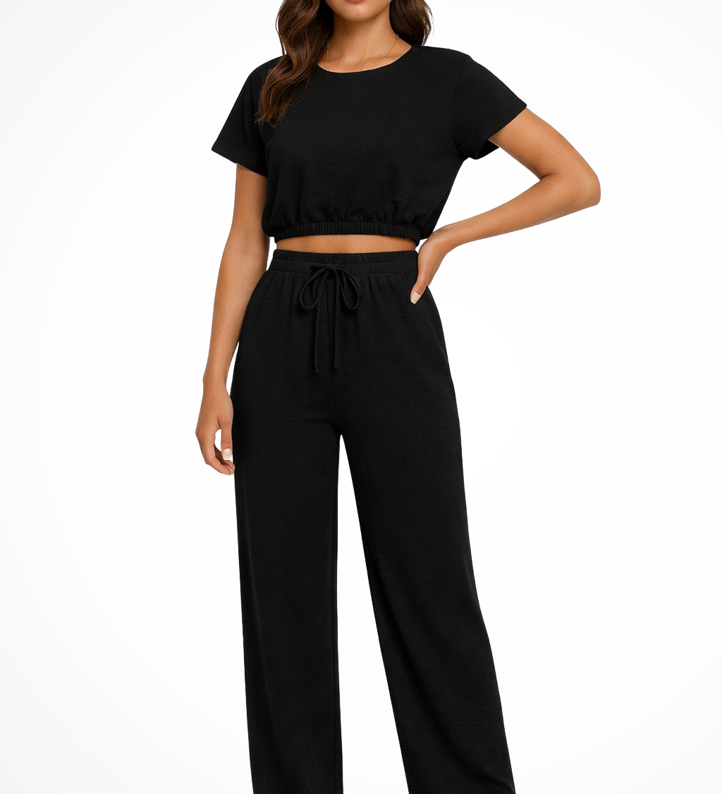 Emberly | Conjunto de Top y Pantalones de Pierna Ancha para Mujeres