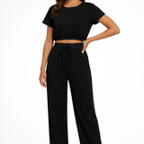 Emberly | Conjunto de Top y Pantalones de Pierna Ancha para Mujeres