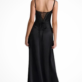 Lorenna | Vestido maxi de satén con corsé para invitadas de boda