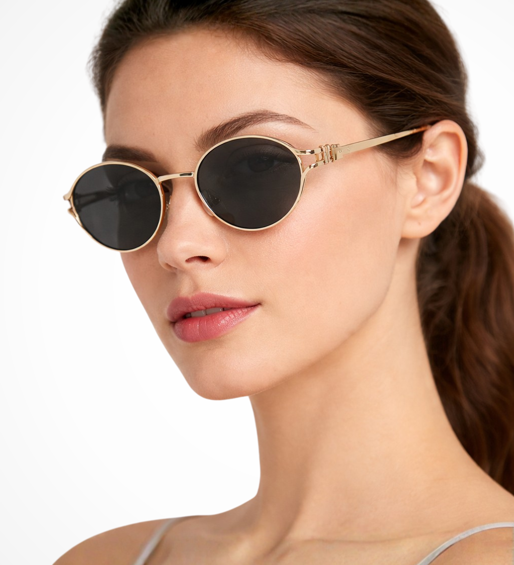 Isobel | Gafas de sol de metal dorado ovaladas pequeñas para mujeres