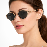 Isobel | Gafas de sol de metal dorado ovaladas pequeñas para mujeres