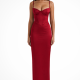 Mirabel | Vestido Maxi de Satén con Corsé de Encaje Sweetheart para Mujeres