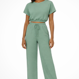 Emberly | Conjunto de Top y Pantalones de Pierna Ancha para Mujeres