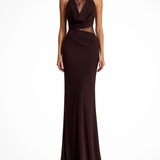 Vesper | Vestido Maxi Sin Mangas de Encaje con Cuello Halter para Invitadas de Novia