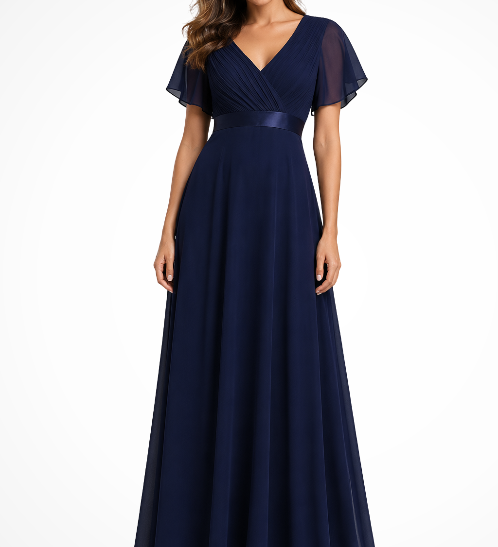 Georgiana | Vestido Maxi de Chifón con Mangas Fluidas para Invitadas de Boda