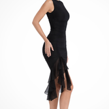 Briella | Vestido Midi de Verano para Mujer con Ruches y Asimetría