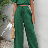 Emberly | Conjunto de Top y Pantalones de Pierna Ancha para Mujeres