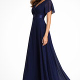 Georgiana | Vestido Maxi de Chifón con Mangas Fluidas para Invitadas de Boda