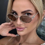 Isobel | Gafas de sol de metal dorado ovaladas pequeñas para mujeres