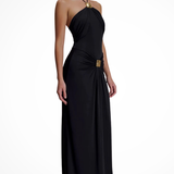 Celestine | Vestido maxi de verano para invitadas de boda con espalda abierta y cuello halter