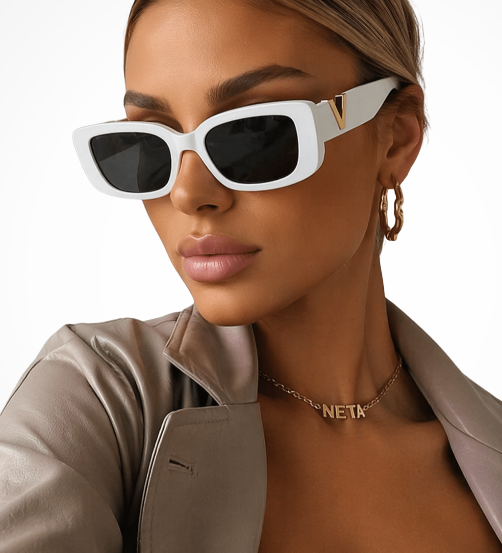 Vivette | Gafas de sol de mujer con detalle en V dorado y forma de ojo de gato grueso