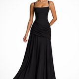 Lavinia | Vestido Maxi de Cuello Cuadrado para Invitadas de Boda con Corte Lateral