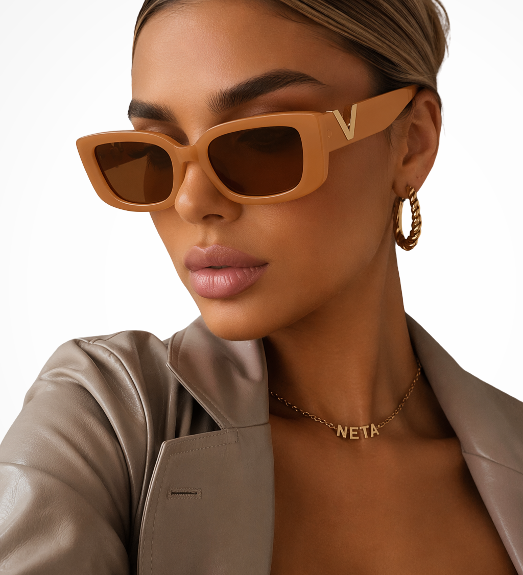 Vivette | Gafas de sol de mujer con detalle en V dorado y forma de ojo de gato grueso