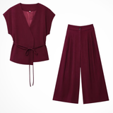 Isadora | Conjunto de Top Sin Mangas con Cinturón y Pantalones Anchos de Lino para Mujer