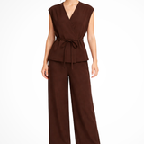 Isadora | Conjunto de Top Sin Mangas con Cinturón y Pantalones Anchos de Lino para Mujer