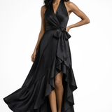 Seraphine | Vestido Maxi de Satén para Invitadas de Boda con Cuello Halter