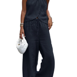 Amy | Conjunto de Verano para Mujeres: Top Halter y Pantalones de Pierna Ancha