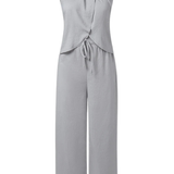 Amy | Conjunto de Verano para Mujeres: Top Halter y Pantalones de Pierna Ancha